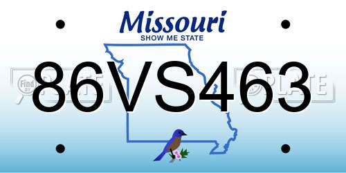 86VS463 Missouri License Plate