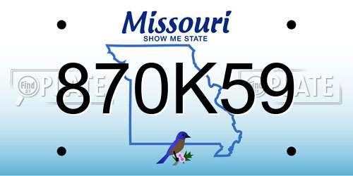 870K59 Missouri License Plate
