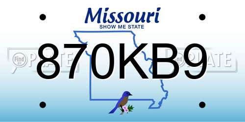 870KB9 Missouri License Plate