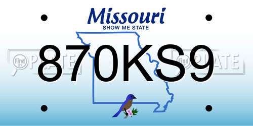 870KS9 Missouri License Plate