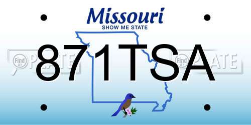871TSA Missouri License Plate