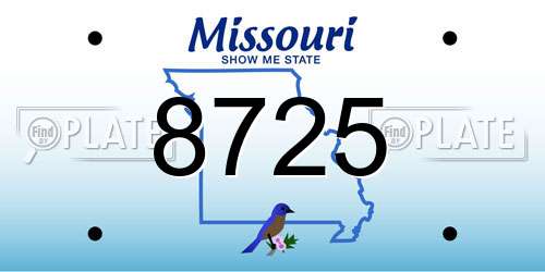 8725 Missouri License Plate