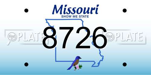 8726 Missouri License Plate