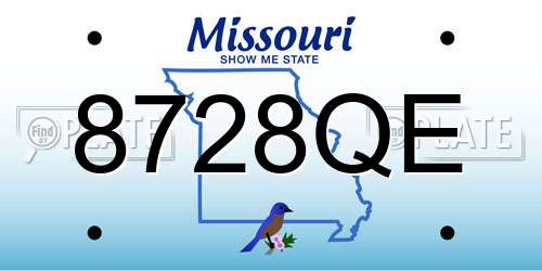 8728QE Missouri License Plate