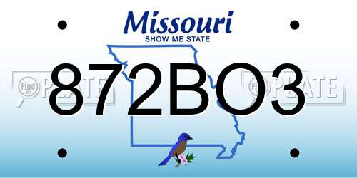 872BO3 Missouri License Plate
