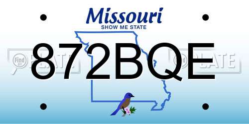 872BQE Missouri License Plate