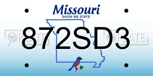 872SD3 Missouri License Plate