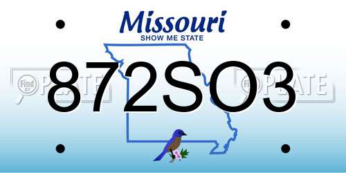 872SO3 Missouri License Plate