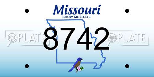 8742 Missouri License Plate