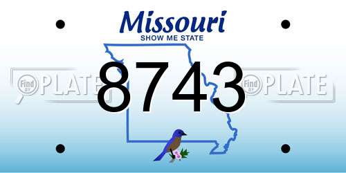 8743 Missouri License Plate