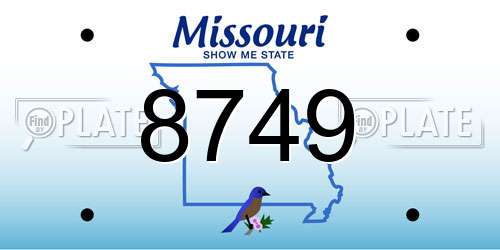 8749 Missouri License Plate