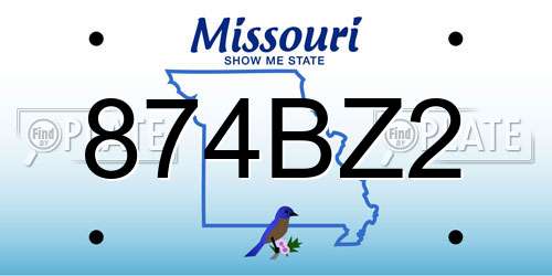 874BZ2 Missouri License Plate