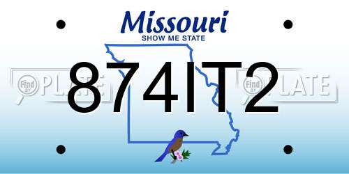 874IT2 Missouri License Plate
