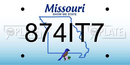 874IT7 Missouri License Plate