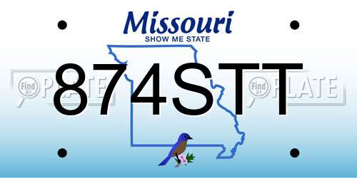 874STT Missouri License Plate
