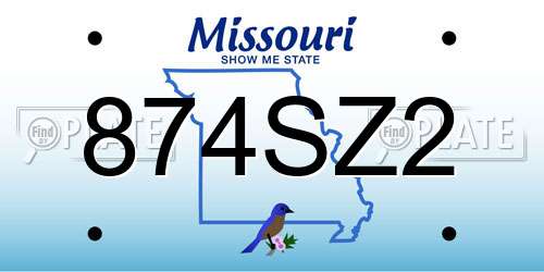 874SZ2 Missouri License Plate