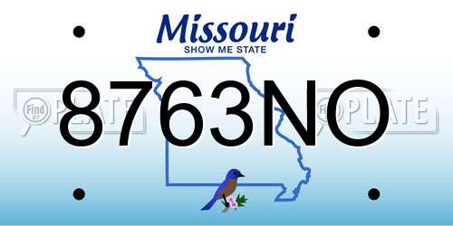 8763NO Missouri License Plate