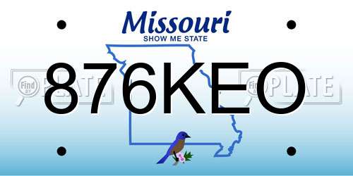 876KEO Missouri License Plate