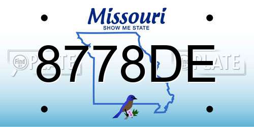 8778DE Missouri License Plate