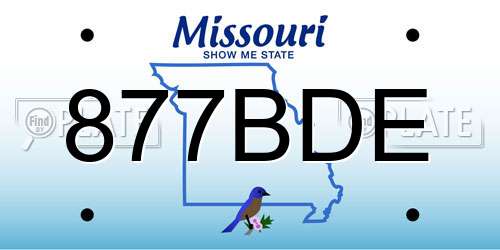 877BDE Missouri License Plate