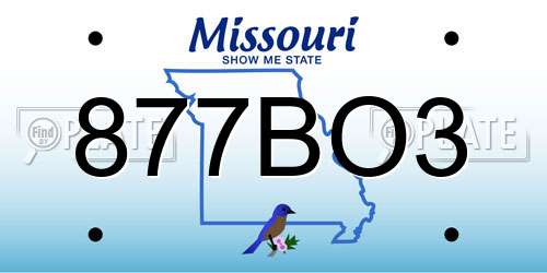 877BO3 Missouri License Plate