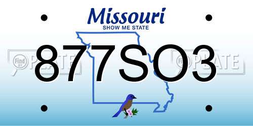 877SO3 Missouri License Plate