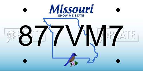877VM7 Missouri License Plate
