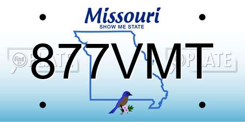 877VMT Missouri License Plate