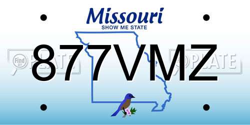 877VMZ Missouri License Plate