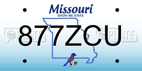 877ZCU Missouri License Plate