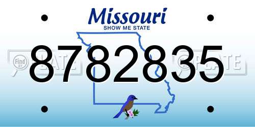 8782835 Missouri License Plate