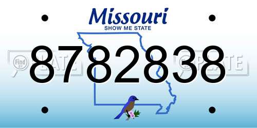 8782838 Missouri License Plate