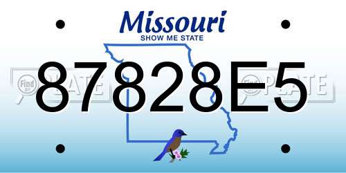 87828E5 Missouri License Plate