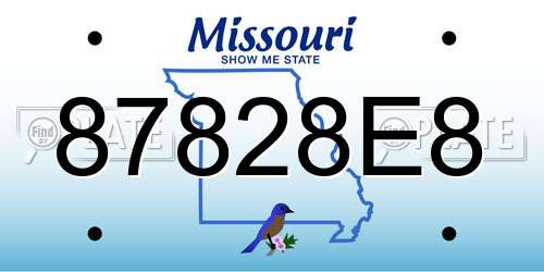 87828E8 Missouri License Plate