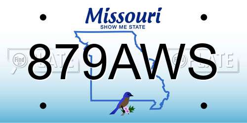 879AWS Missouri License Plate