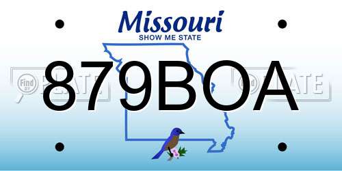 879BOA Missouri License Plate