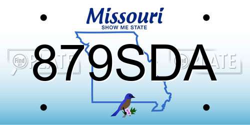 879SDA Missouri License Plate