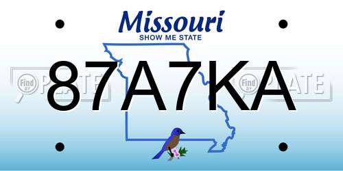 87A7KA Missouri License Plate