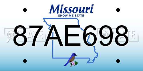 87AE698 Missouri License Plate