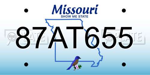 87AT655 Missouri License Plate
