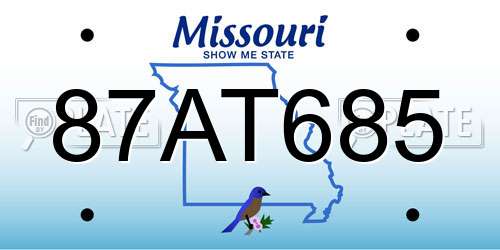 87AT685 Missouri License Plate