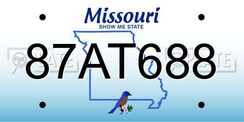 87AT688 Missouri License Plate