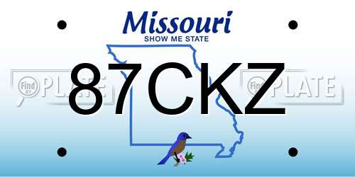 87CKZ Missouri License Plate