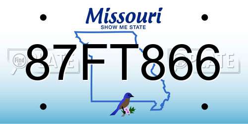 87FT866 Missouri License Plate