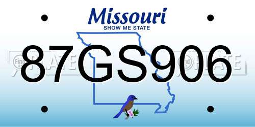 87GS906 Missouri License Plate