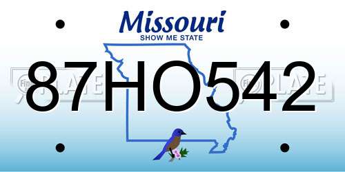 87HO542 Missouri License Plate