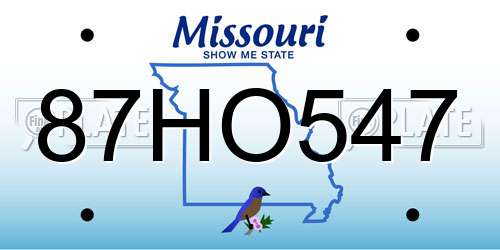 87HO547 Missouri License Plate