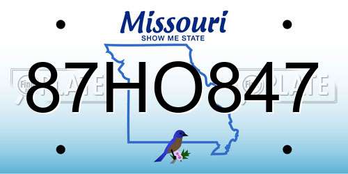 87HO847 Missouri License Plate