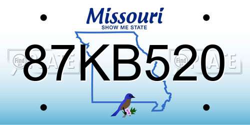 87KB520 Missouri License Plate