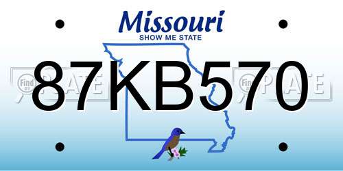 87KB570 Missouri License Plate